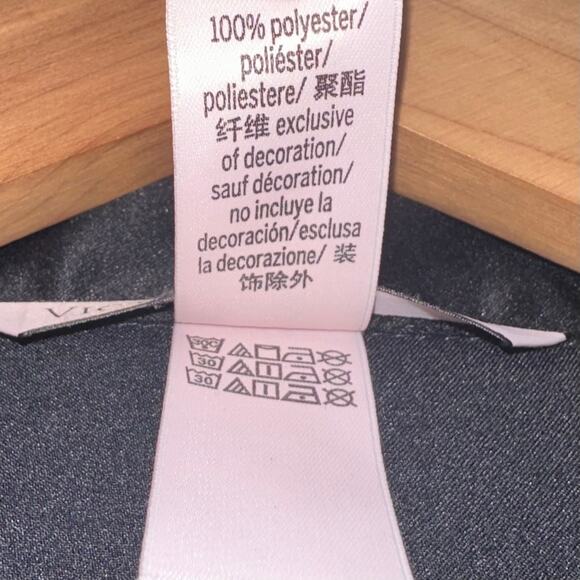 Victorias Secret Black Satin Long Sleeve Button Up Pajama Top Size Large - Picture 5 of 9